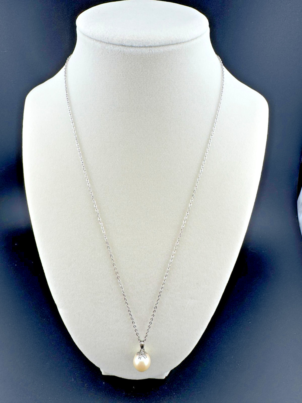 Vintage Sterling Silver 925 Pearl Pendant Necklace